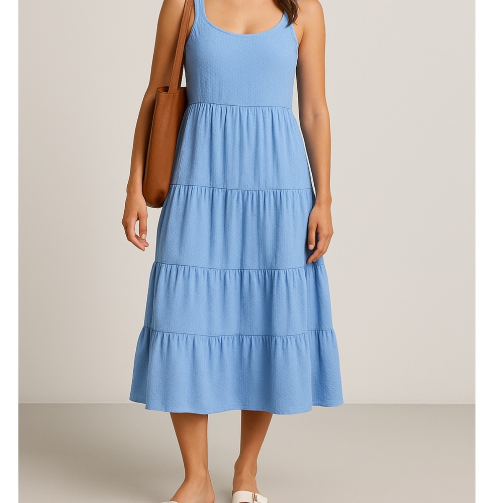 Jessica Simpson Light Blue Tiered Midi Dress